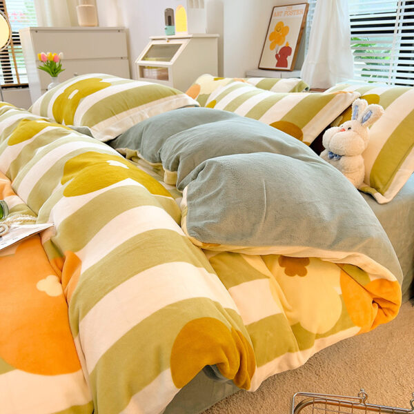 Velvet Striped Bed Cover Four-piece Set - Image 9