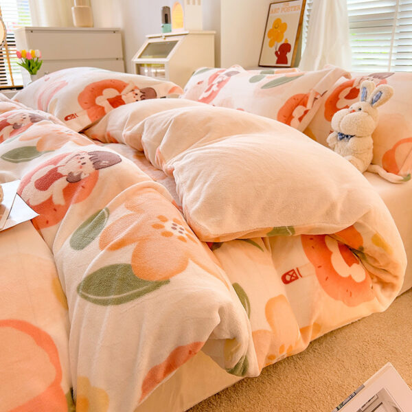 Velvet Striped Bed Cover Four-piece Set - Image 10