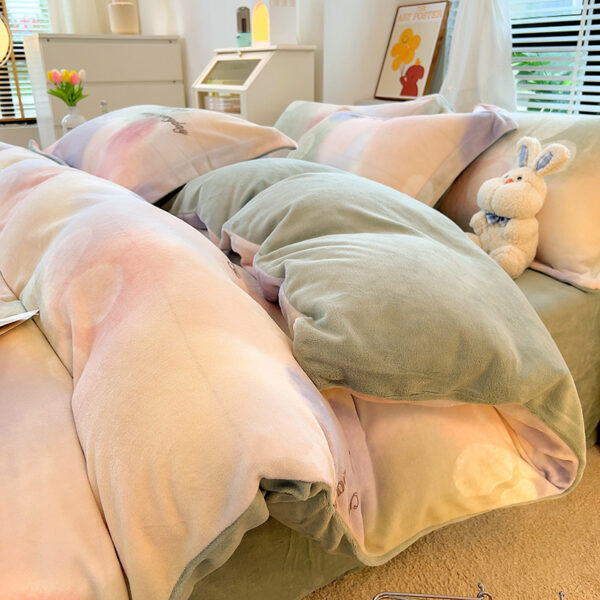 Velvet Striped Bed Cover Four-piece Set - Image 7