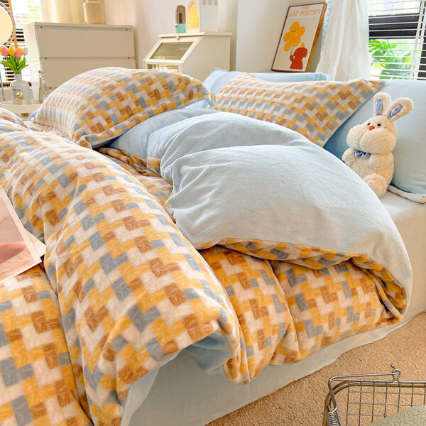 Velvet Striped Bed Cover Four-piece Set - Image 3